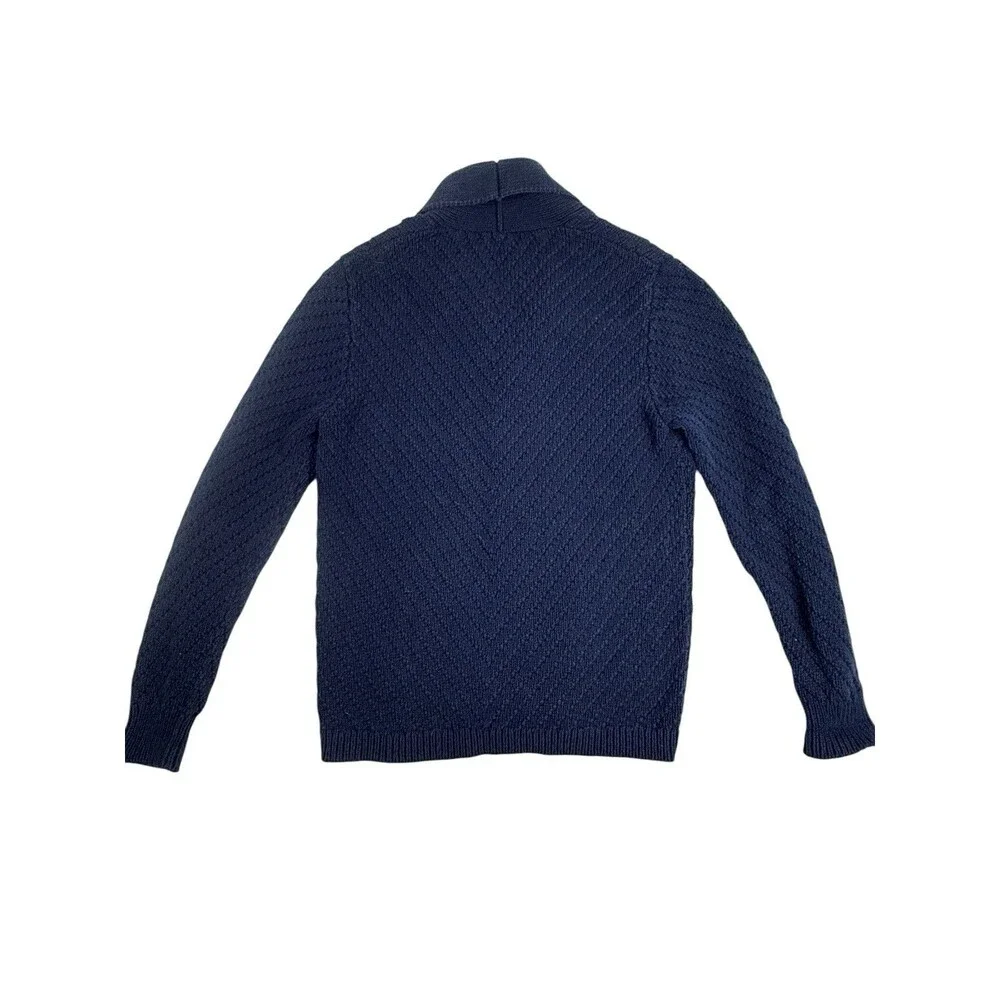 J.Crew Men’s Navy Blue Cotton Textured Knit Shawl Collar Cardigan Sweater M